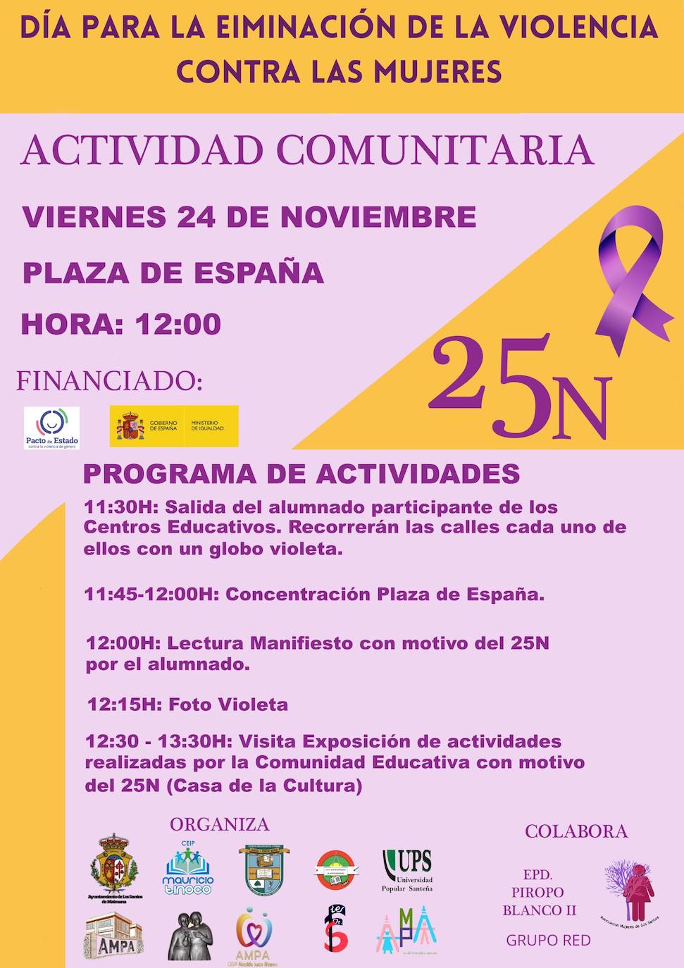 Los colegios e instituto realizan actividades por el 25N