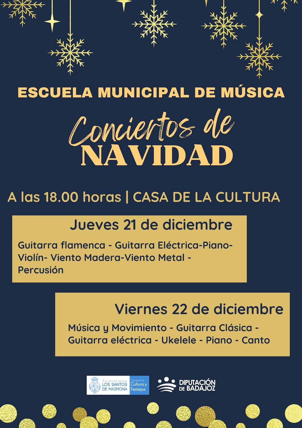 La Escuela Municipal de Música ofrecerá sus conciertos de Navidad los días 21 y 22 de diciembre