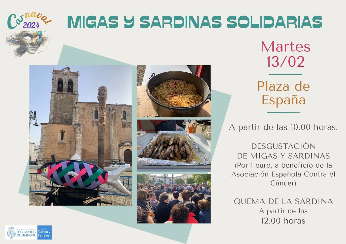 Los Santos de Maimona despide su Carnaval este martes con migas y sardnas solidarias