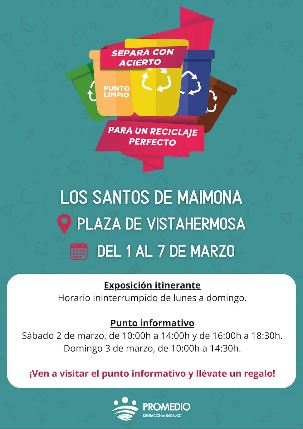 La campaña de promedio 'separa con acierto para un reciclaje perfecto' llega del 1 al 7 de marzo a Los Santos de Maimona
