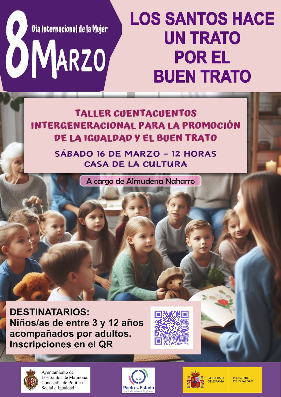 Un taller de cuentacuentos intergeneracional incidirá este sábado en la igualdad y el buen trato