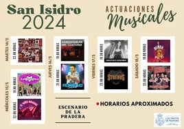 Cartel de las actuaciones musicales de San Isidro 2024