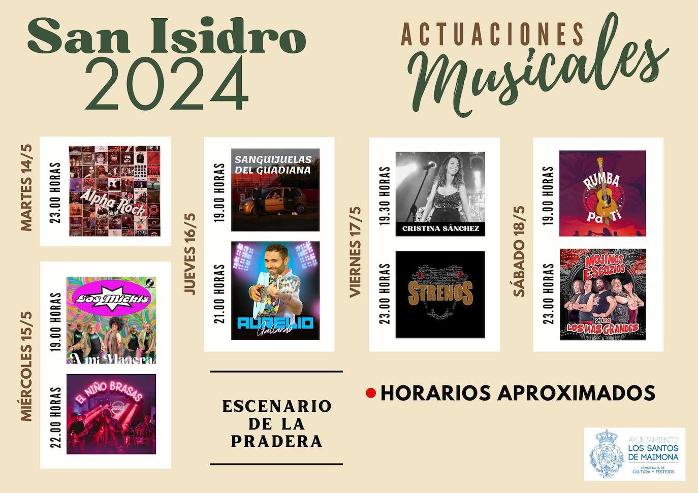 Cartel de las actuaciones musicales de San Isidro 2024