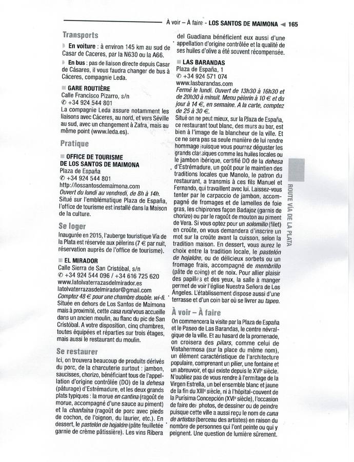 Página de la guía francesa en la que aparece Los Santos de Maimona