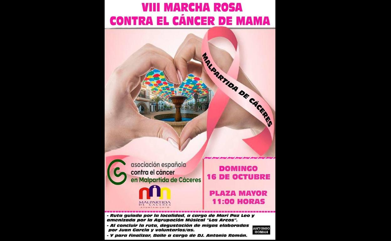 Malpartida de Cáceres acogerá varias actividades con motivo de la VIII Marcha Rosa Contra el Cáncer de Mama