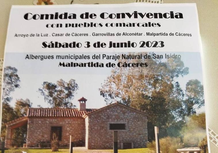 Malpartida de Cáceres acogerá una Comida de Convivencia con Pueblos Comarcales