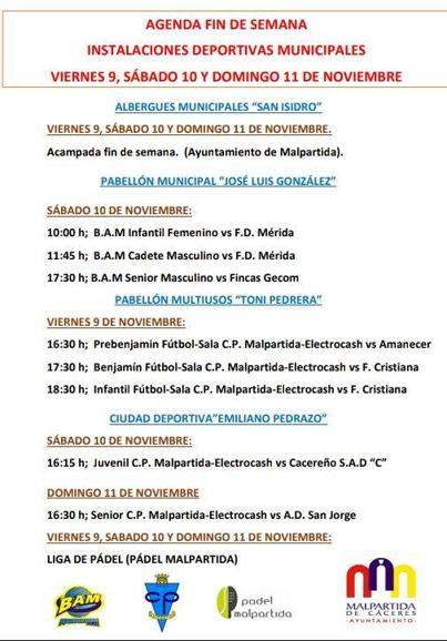 Agenda deportiva del fin de semana