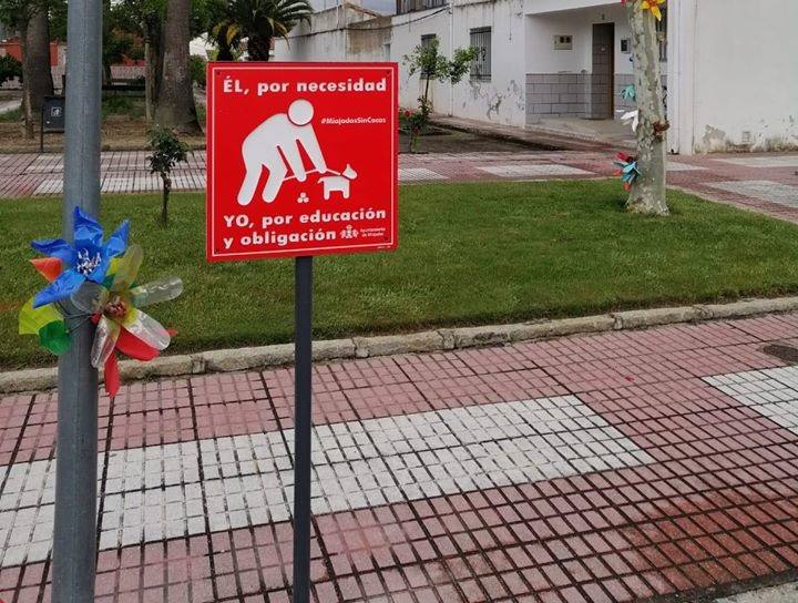 Se han distribuido carteles para recordar a los dueños que recojan las cacas de sus perros 
