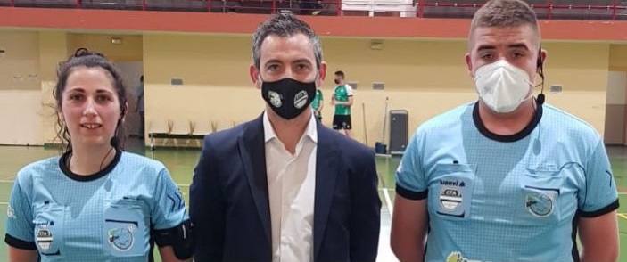 Foto de la fase final extremeña cadete (izq. a dcha.) Mª Isabel Landero, Juan Manuel Vinagre, y Ángel Holgado 