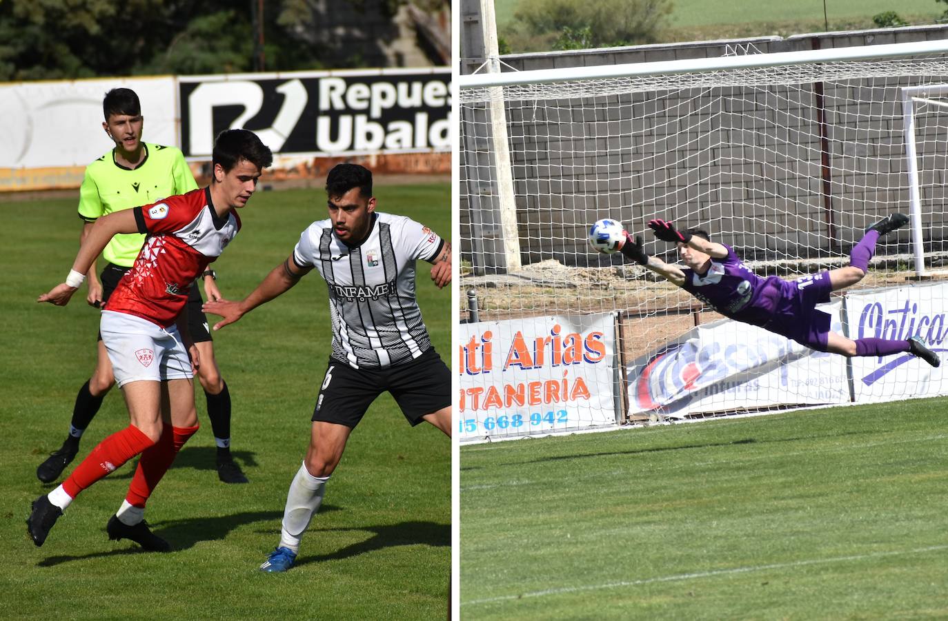 Jesús Búrdalo (izquierda) en el partido contra el Plasencia; Rosiña (derecha) en el encuentro contra el Aceuchal 
