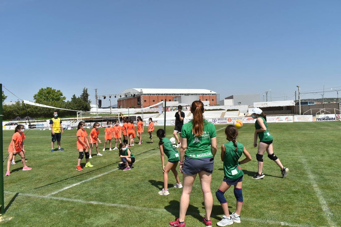 El Estadio Municipal de Miajadas acogió el 'X Día del Minivoley de Extremadura', en el que se dieron cita unos 340 jugadores prebenjamines, benjamines y alevines llegados desde Cáceres, Badajoz, Mérida, Coria, Usagre, Almendralejo, Brozas, Torrejoncillo, Ribera del Fresno, Madrigal de la Vera, Villanueva del Fresno y Miajadas. El césped fue dividido en diez canchas en las que disputaron distintos partidos de manera simultánea desde las 10 de la mañana hasta las 12:30, debido a las altas temperaturas. Al finalizar la jornada cada jugador recibió una medalla por parte del presidente de la Federación Extremeña de Voleibol, José Carlos Dómine, el vicepresidente Antonio García, y el alcalde de Miajadas, Antonio Díaz. 