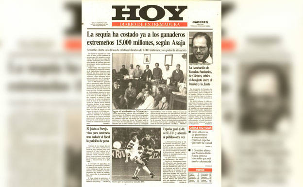 Fotografía de primera páginaPortada de la edición del Diario HOY del 12 de marzo de 1992