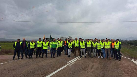 Agricultores de la zona de Miajadas cortaron la carretera EX-206 a Cáceres