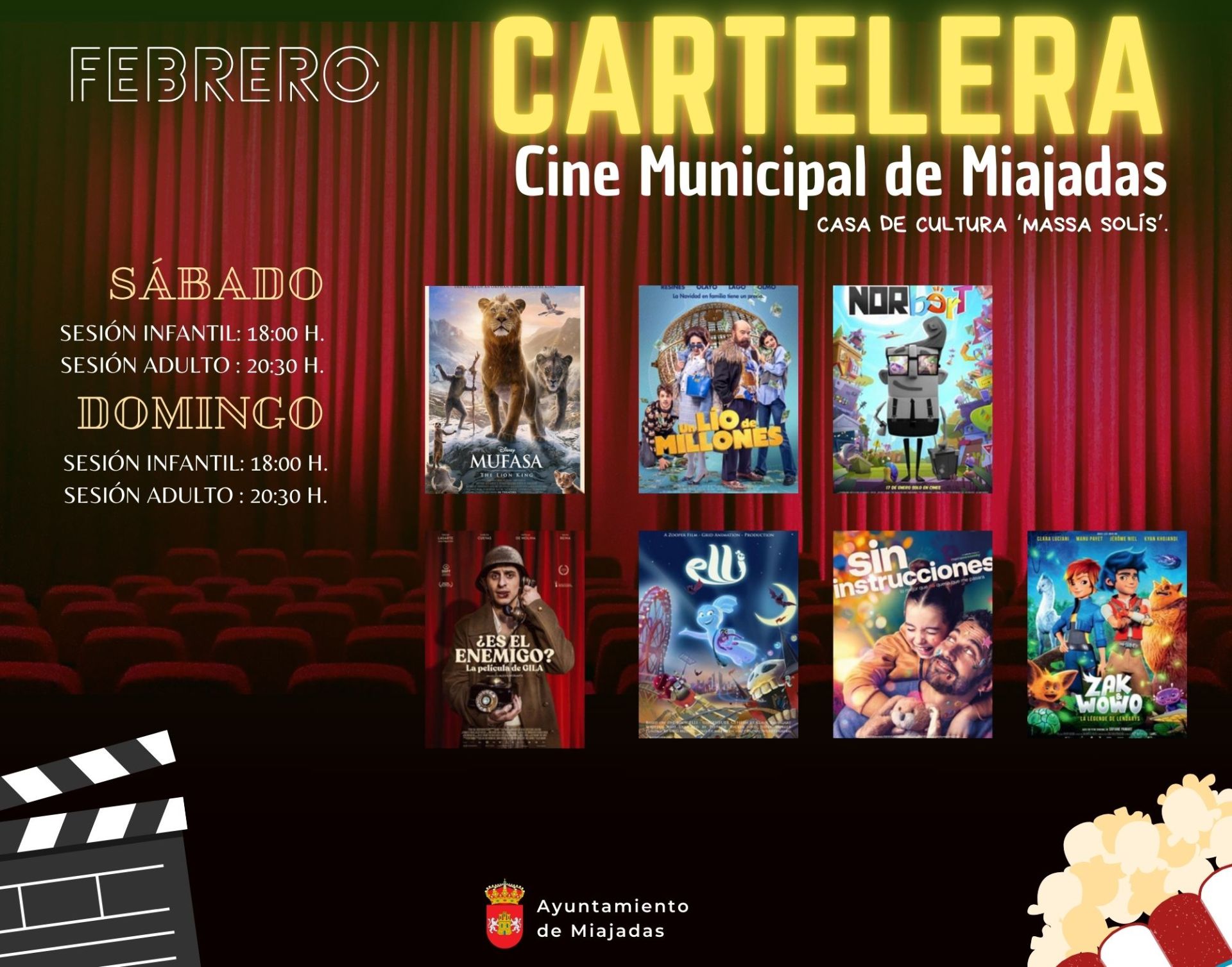 El cine municipal de Miajadas presenta su cartelera para el mes de febrero