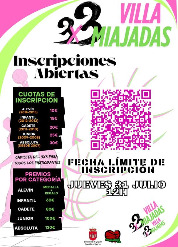 Abiertas las inscripciones para participar en el 3x3 'Villa de Miajadas'