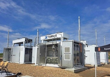 Instalaciones en Miajadas de la empresa alemana Turn2X, que ha sido seleccionada para un proyecto de hidrógeno renovable.
