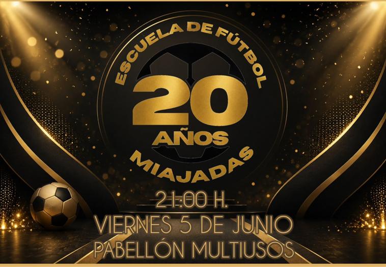 Imagen principal - El fútbol base protagoniza este fin de semana los actos centrales del 20º aniversario de la Escuela de Fútbol de Miajadas