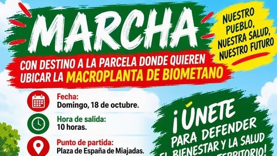 Salvemos Miajadas convoca una marcha popular contra la macroplanta de biometano