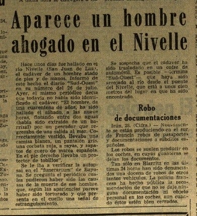 Información aparecida en 'El Diario Vasco' el 29 de julio de 1975. 