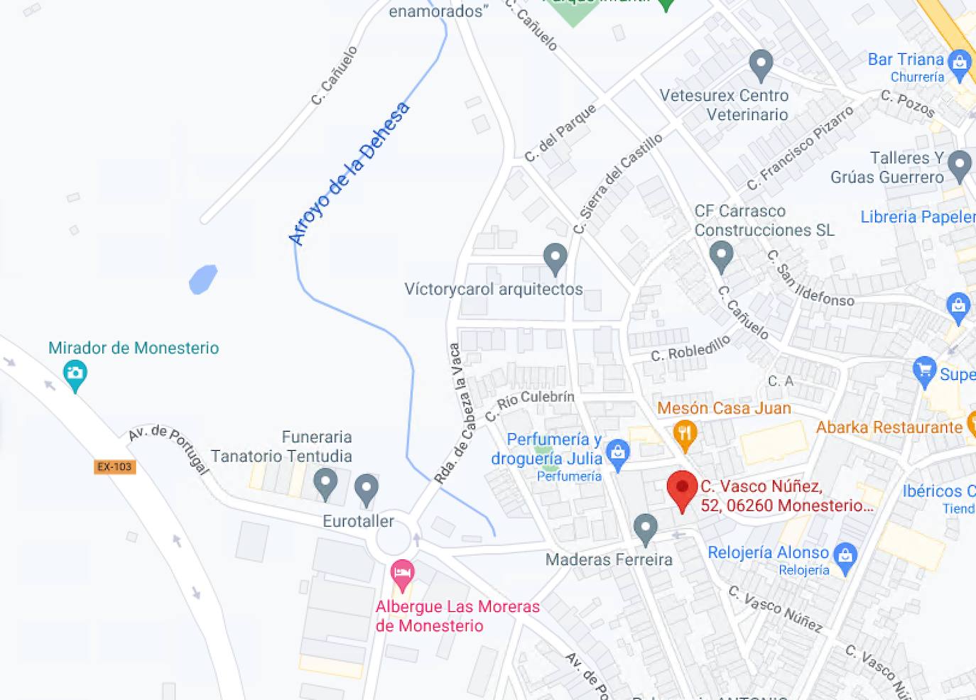 Imagen de uno de los tramos del arroyo de la Dehesa a su paso por Monesterio 