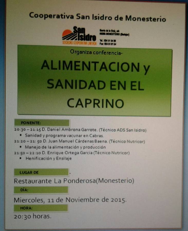 La Cooperativa San Isidro de Monesterio imparte una charla sobre ‘La alimentación y sanidad en el caprino’