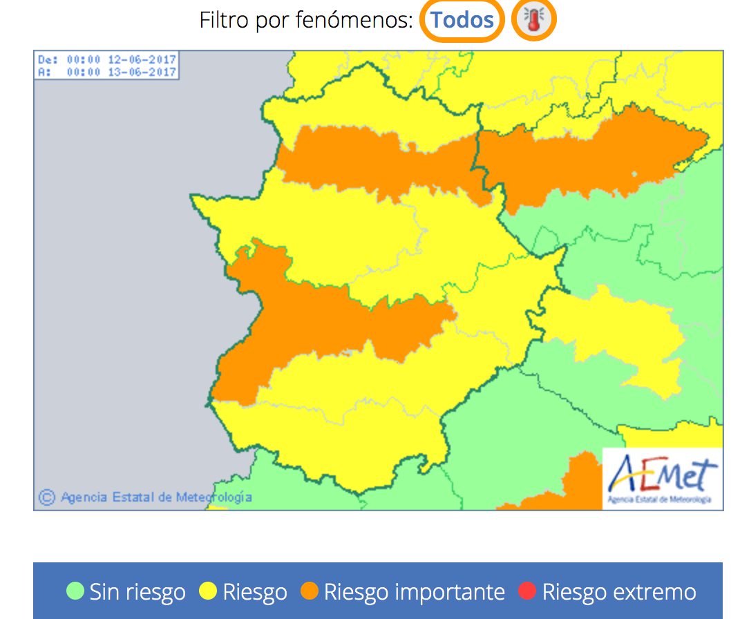 Mapa de avisos para mañana 