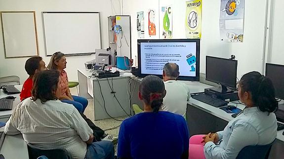 Durante un taller en el NCC de Monesterio 
