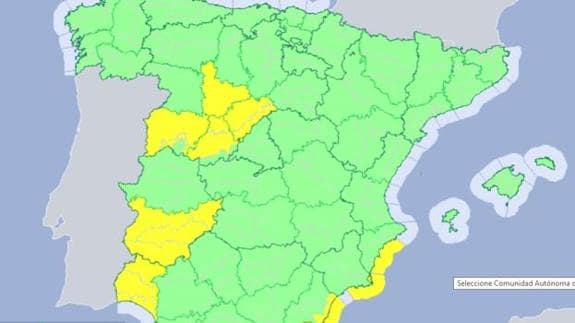 La provincia de Badajoz vuelve a estar hoy en alerta amarilla por tormentas
