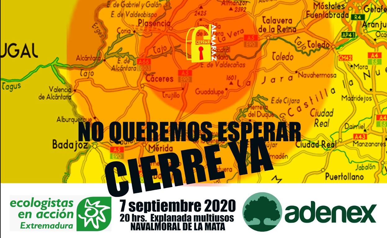 El movimiento antinuclear pide el cierre de la central de Almaraz ya, no dentro de ocho años