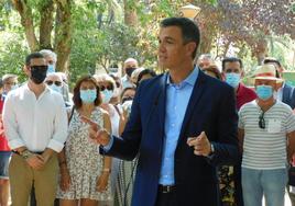 Pedro Sánchez en el parque municipal en agosto del 2021