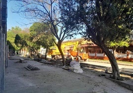 Obras del tren junto a la estación de autobuses