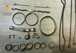 Joyas sustraídas y recuperadas por la Guardia Civil
