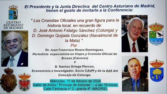 Una conferencia dedicada a los cronistas oficiales recordará a Domingo Quijada en Madrid