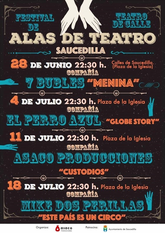 Mike dos Perillas despide el festival de teatro de calle Alas de Teatro, que se celebra en Saucedilla