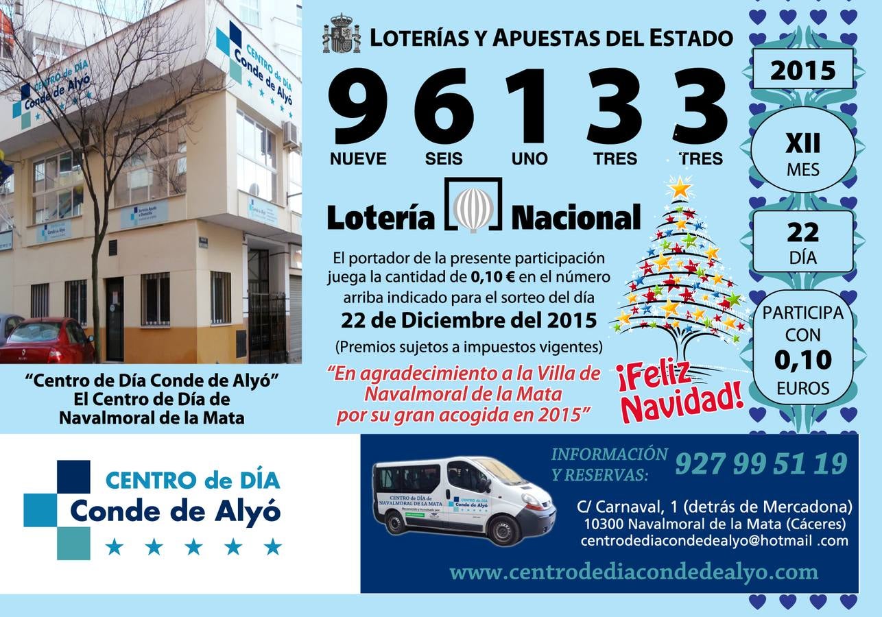 El Centro de Día Conde de Alyó regala lotería de Navidad para agradecer la buena acogida que ha tenido