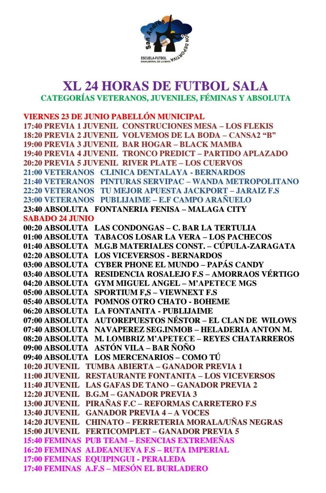 Casi 70 equipos jugarán este fin de semana la segunda parte de las 24 Horas de Fútbol-Sala