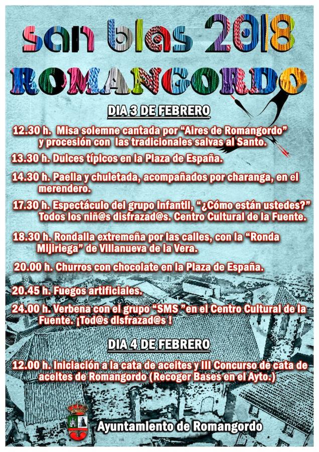 Romangordo festejará el sábado a San Blas con varias actividades lúdicas y religiosas