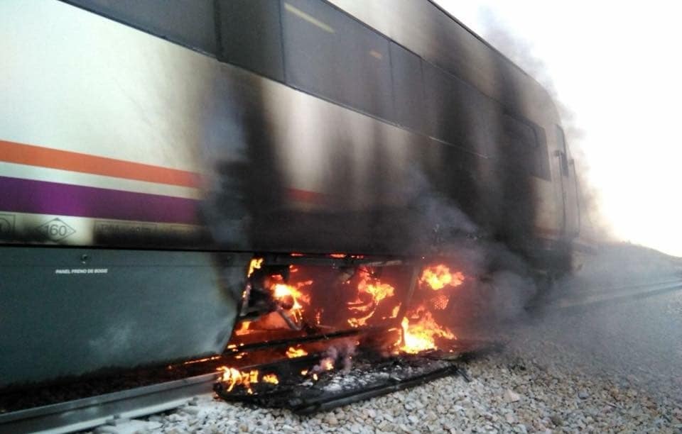 El tren incendiado cerca de Torrijos 