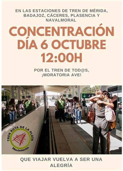 Navalmoral acoge el sábado una nueva concentración por el tren, igual que se hará en otras cuatro ciudades de la región