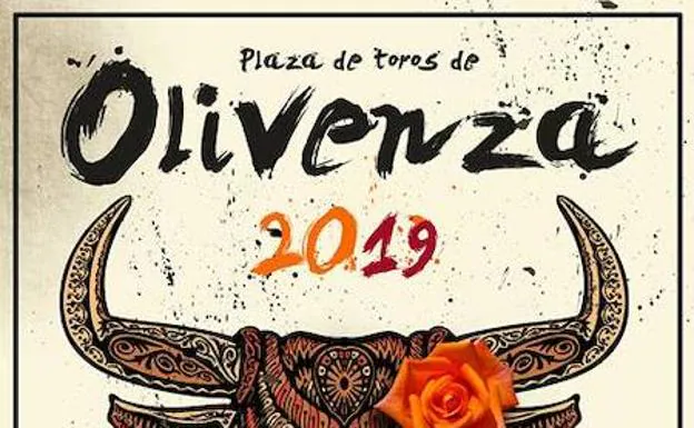 Detalle del cartel de la Feria Ibérica del Toro de Olivenza 2019, obra del pintor extremeño Alfonso Sánchez Rubio. 