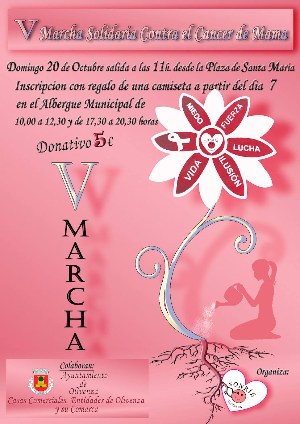 Sonríe Olivenza organiza este domingo la V Marcha Solidaria contra el Cáncer de Mama