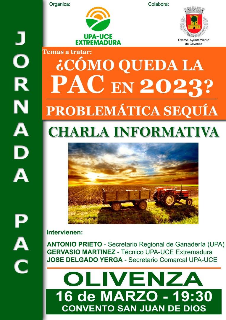 UPA-UCE celebrará en Olivenza una charla informativa sobre la PAC y la sequía en el campo