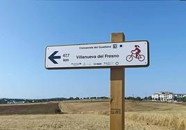 Señal de la ciclosenda en Olivenza.