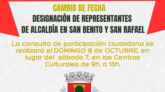 Los vecinos de San Rafael y San Benito elegirán a su representante de Alcaldía