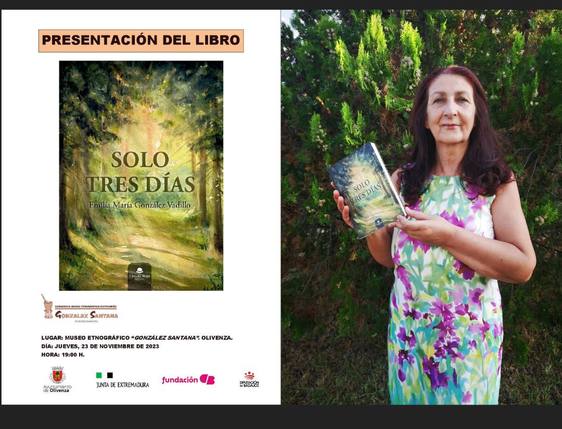 Emilia María González Vadillo presenta en el Meegs su novela 'Solo tres días'
