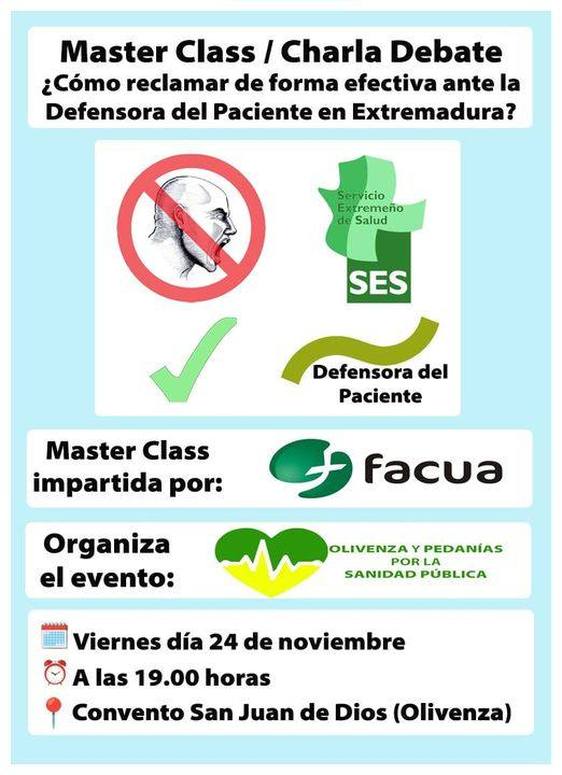 La Plataforma local por la Sanidad Pública orientará sobre cómo reclamar ante la Defensora del Paciente