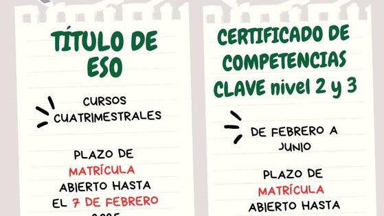 Abierto el periodo de matriculación para el Centro de Educación de Adultos