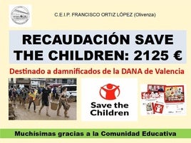 El CEIP Fco Ortiz recauda 2.125 euros para los damnificados de la Dana