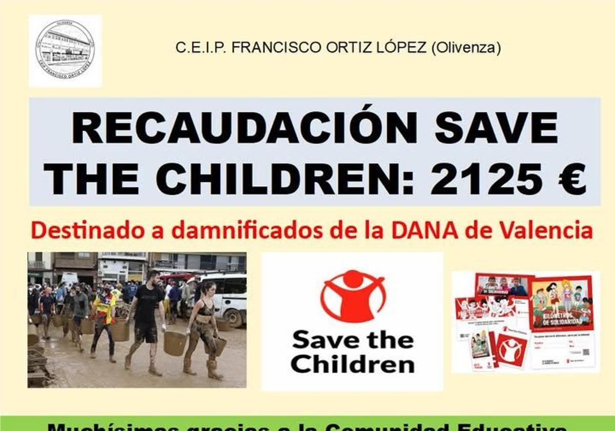 El CEIP Fco Ortiz recauda 2.125 euros para los damnificados de la Dana