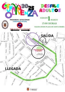Durante el desfile de Carnaval estará prohibido aparcar en las calles del recorrido